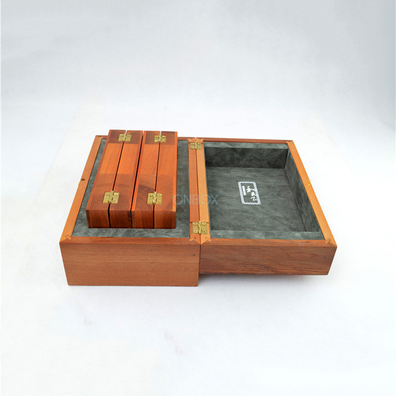 Wooden Multi-Piece Gift Set Box with Brass Accents - Customizable Storage for Curated Gifts