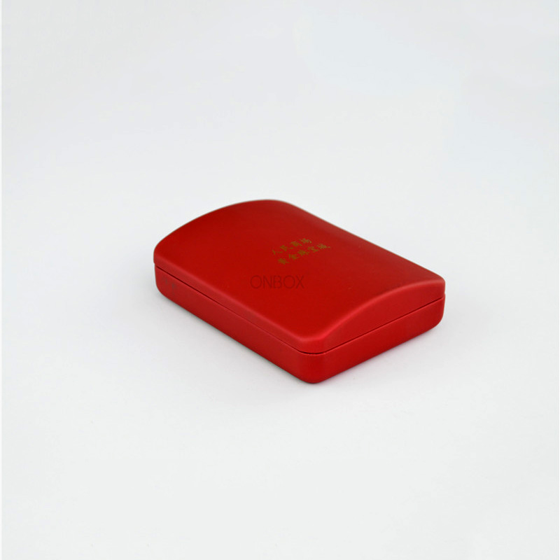 Deep Red Metallic PU Leather Arched Pendant Box - Customizable Jewelry Storage Case