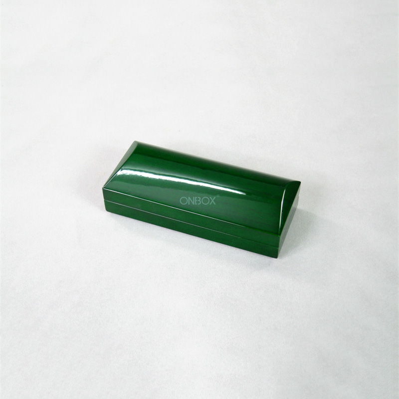High-Gloss Dark Green Painted Pen Box - Luxury Arched-Top Storage Case for Premium Pens