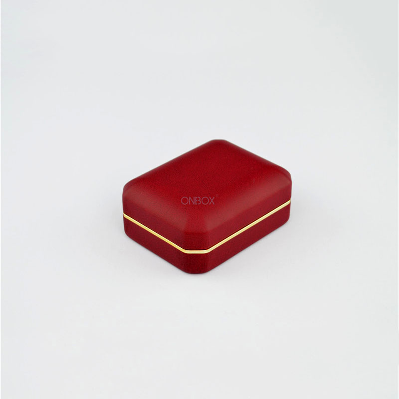 Burgundy PU Leather Pendant Box with Gold Accent - Luxury Jewelry Storage for Pendants & Small Necklaces