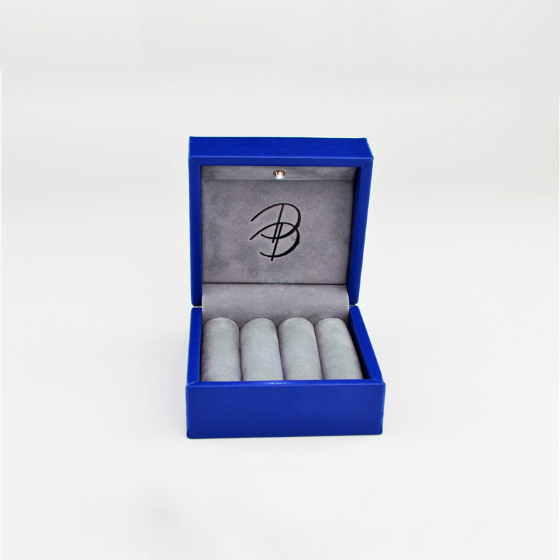 LED-Lit Royal Blue PU Leather Multi-Ring Box - Luxury Jewelry Collection Storage Case